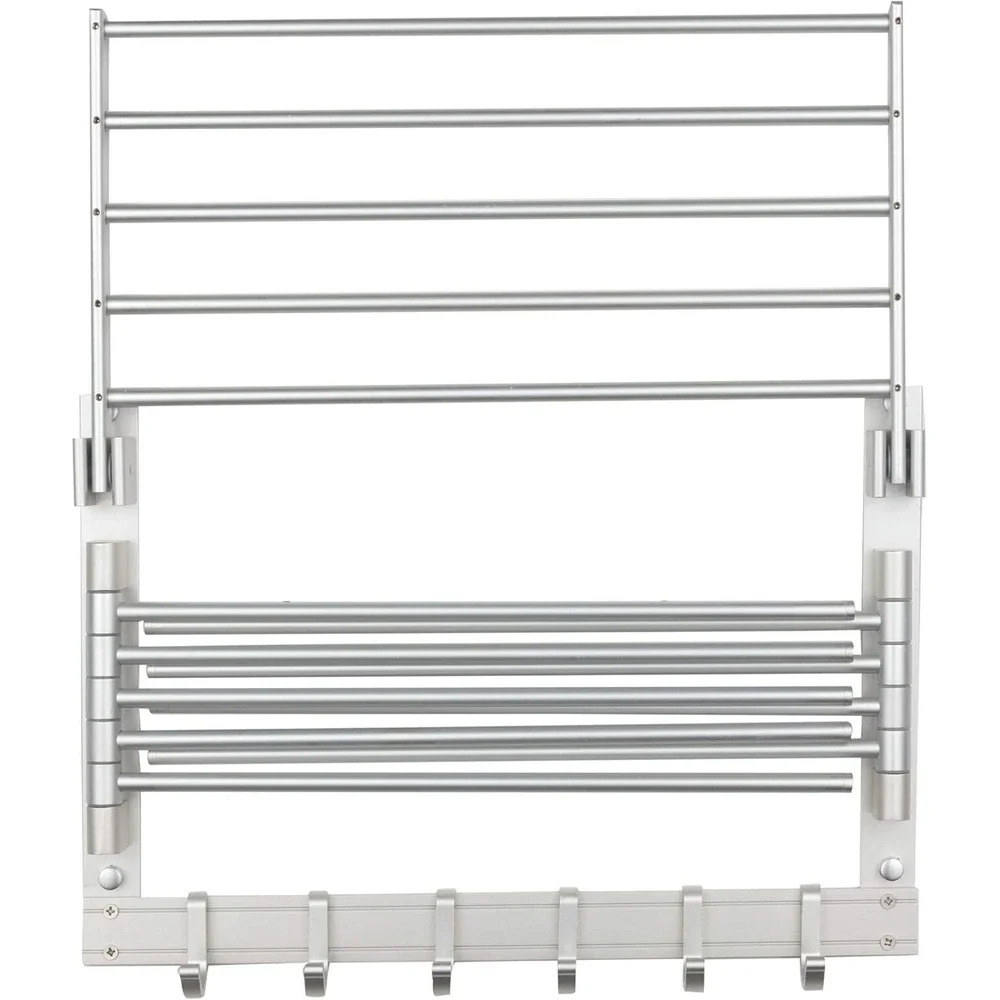 Brightmaison BGT Wash Clothes Drying Rack Wall Mount Laundry Organizer Silver